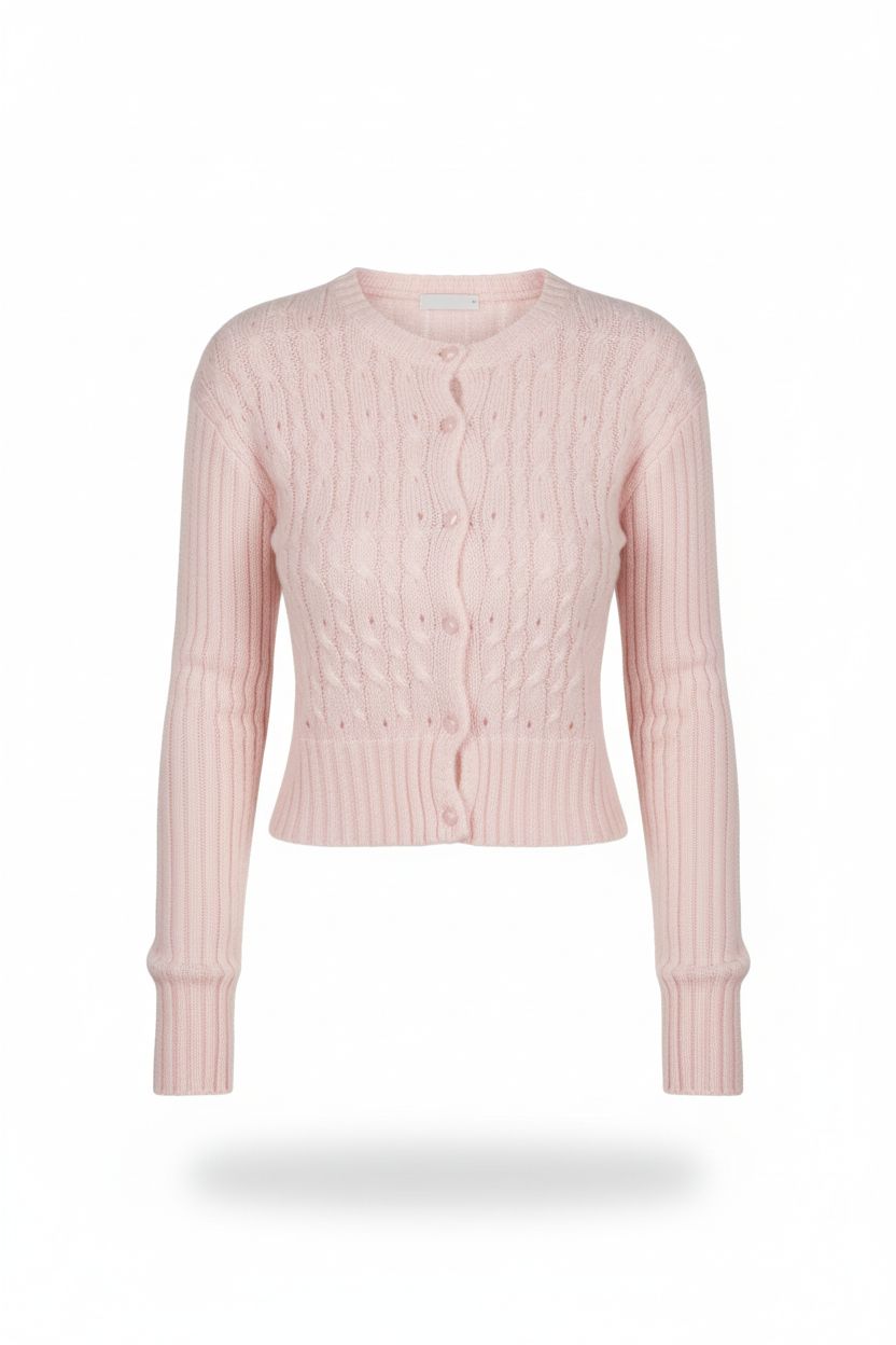 Pink Wool Knitted Cardigan