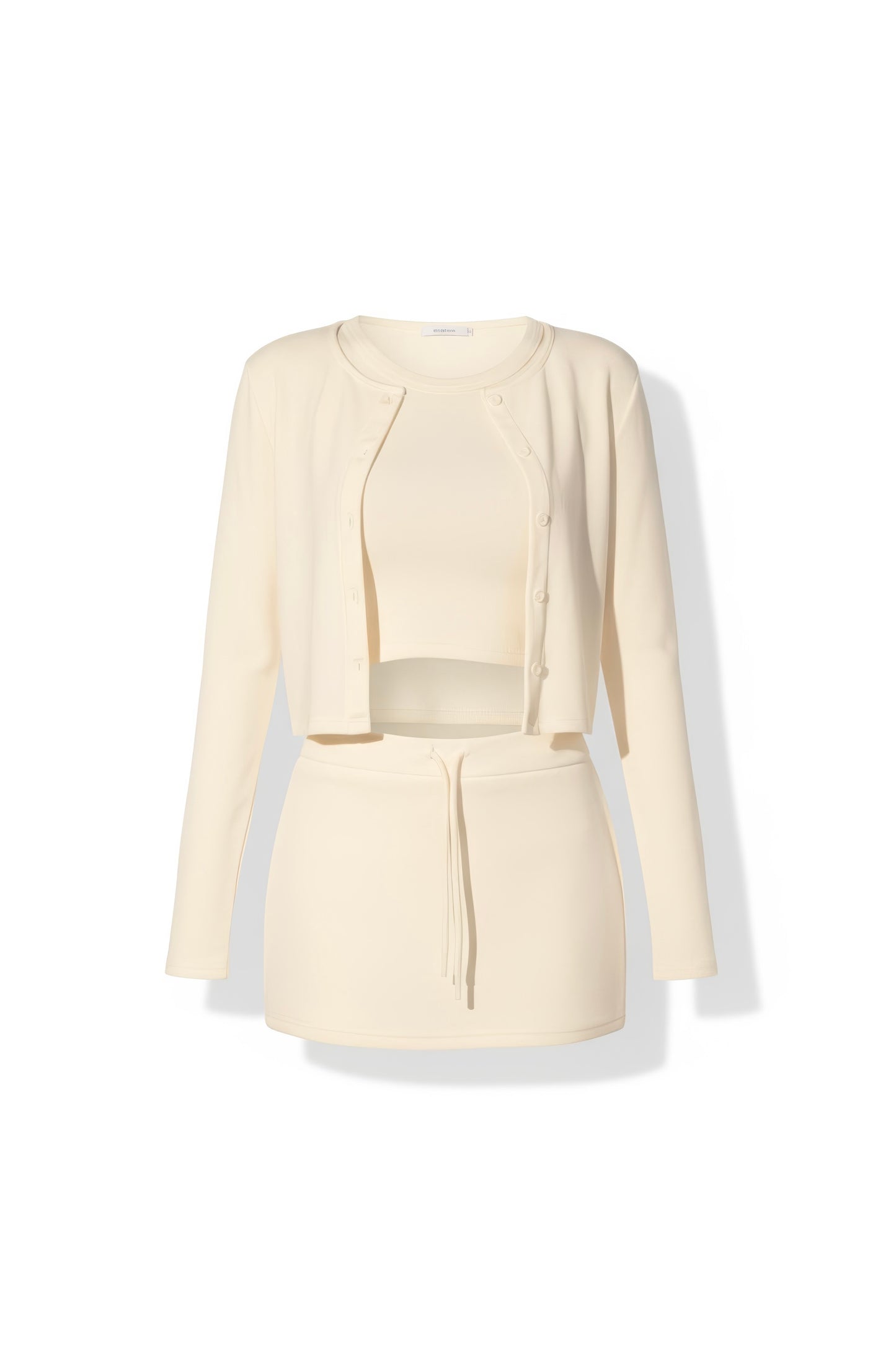 Soft Yellow Sporty Skirt Outfit (Three-piece)