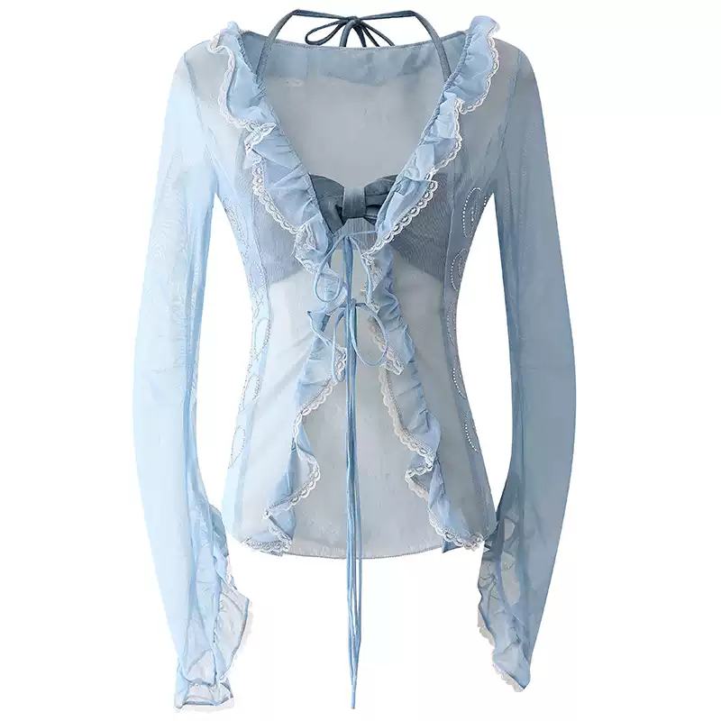 Blue Mesh Top