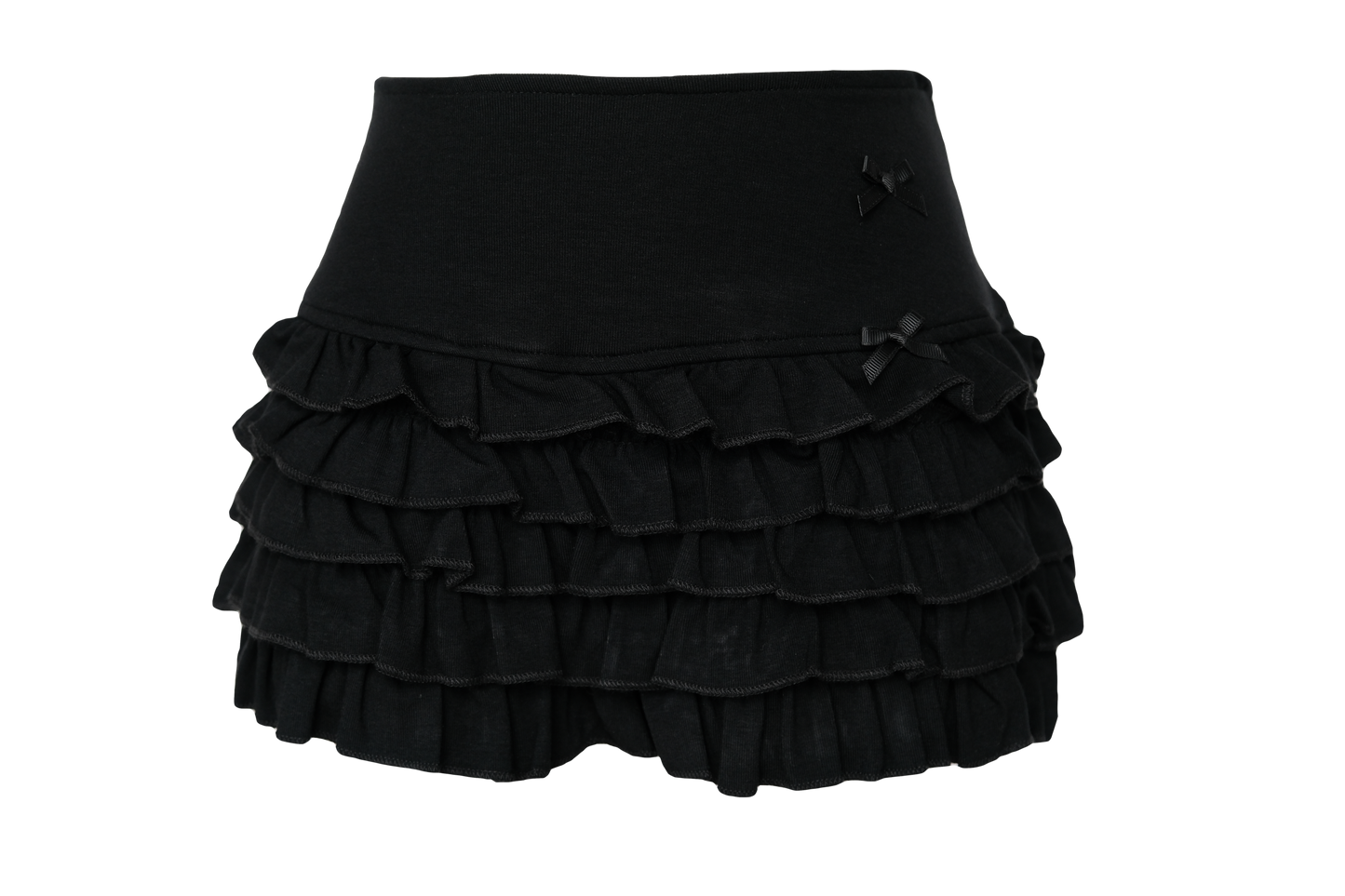 Black Bow Tiered Ruffle Skirt
