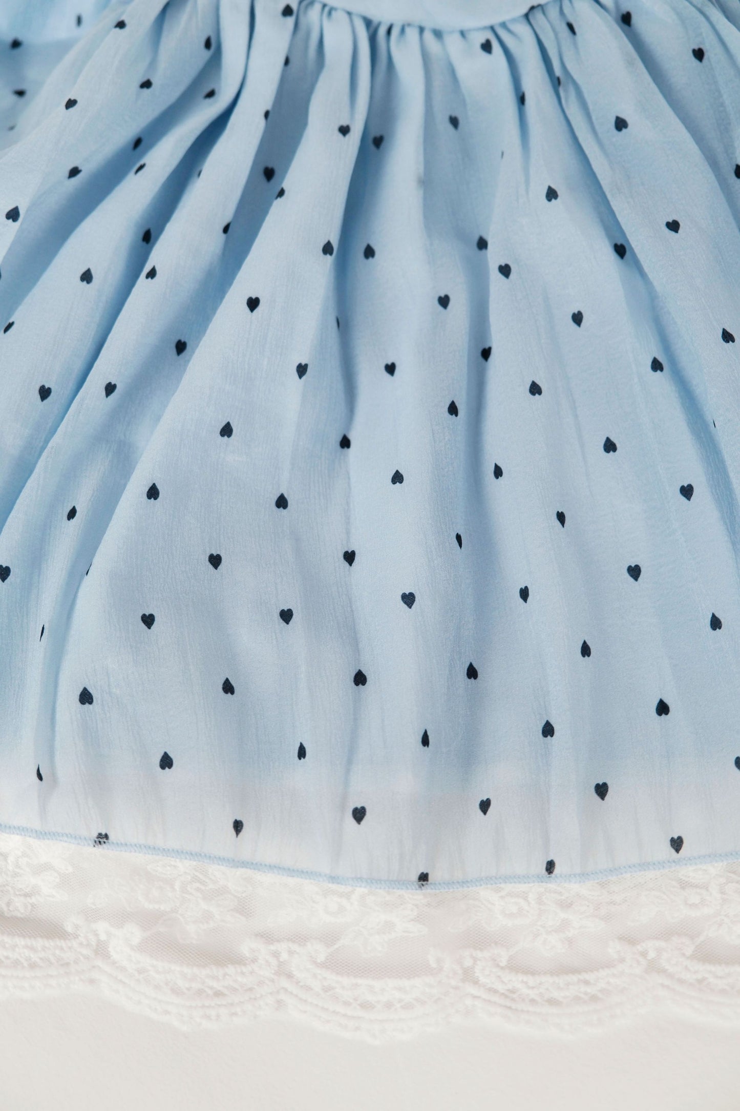 Baby blue polka dot lace strap dress