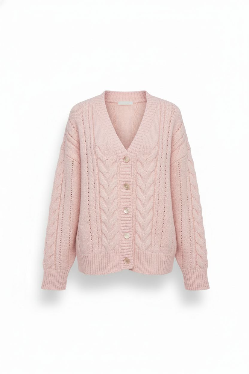 Loose Cable Knit Cardigan – Cozy Slouchy Fit