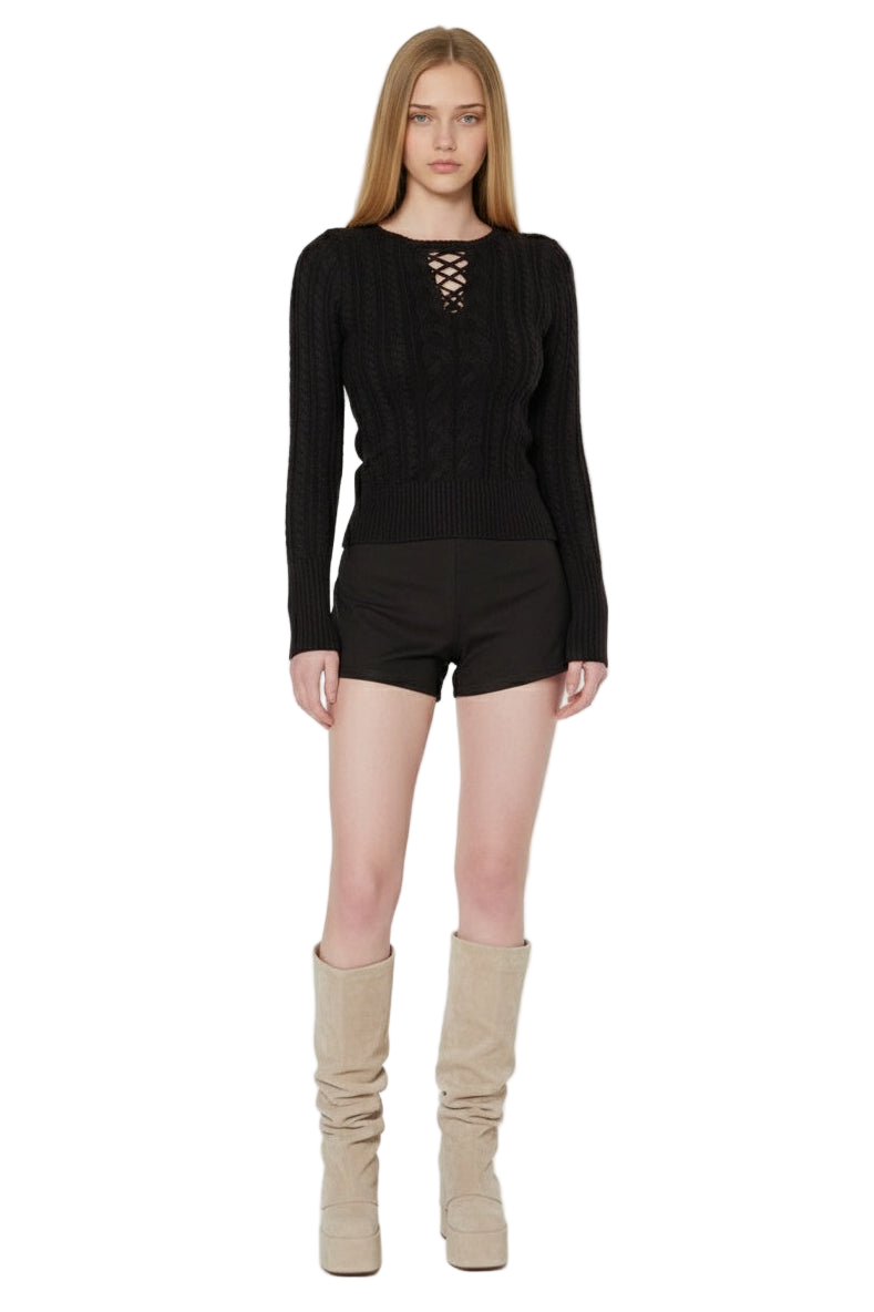 Black Chunky Knit Top