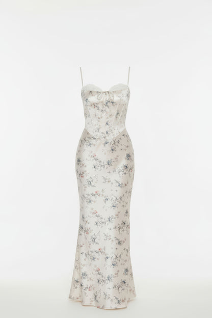 Structured Bustier Floral Slip Dress