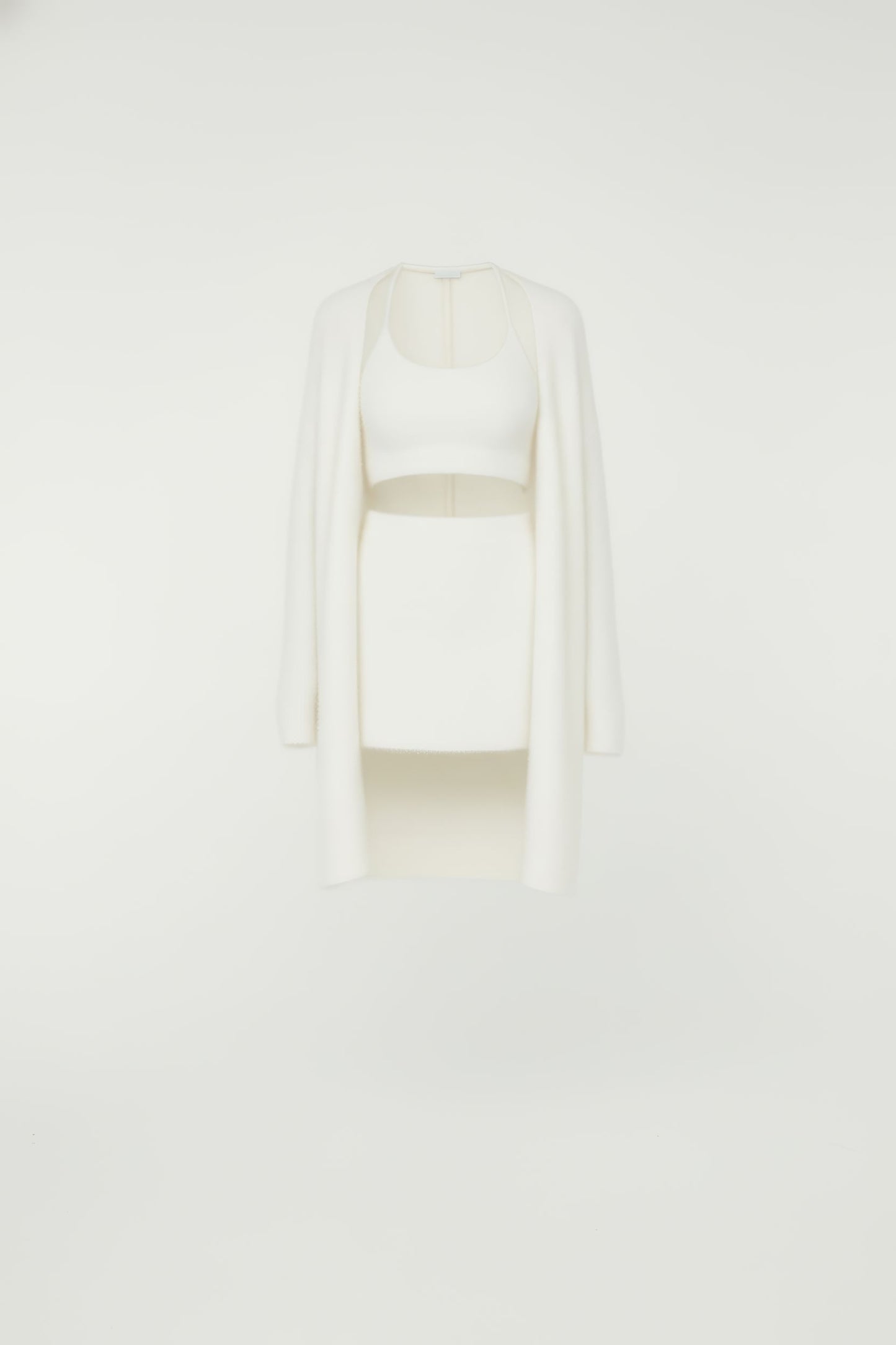 Mohair Cardigan, Vest & Skirt Trio Set