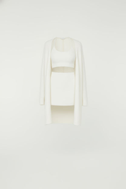 Mohair Cardigan, Vest & Skirt Trio Set