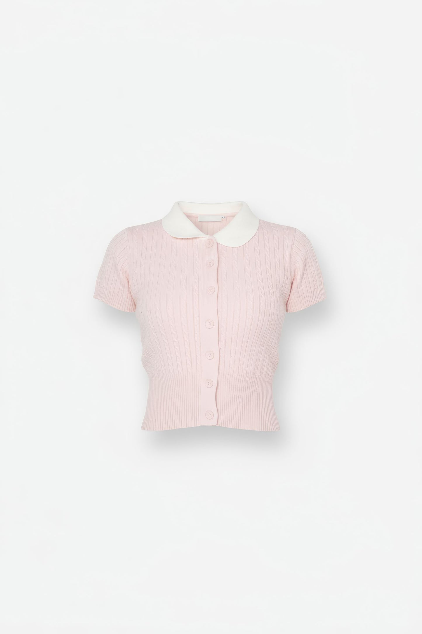 Cropped Knit Top with Doll Collar