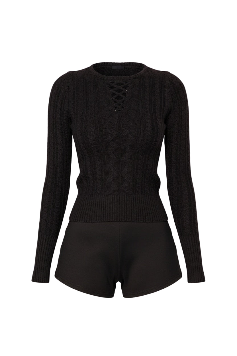 Black Chunky Knit Top