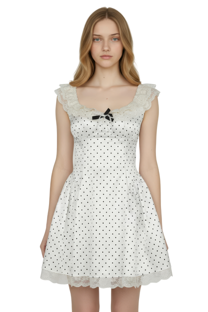 Polka Dot Satin-Slip Dress