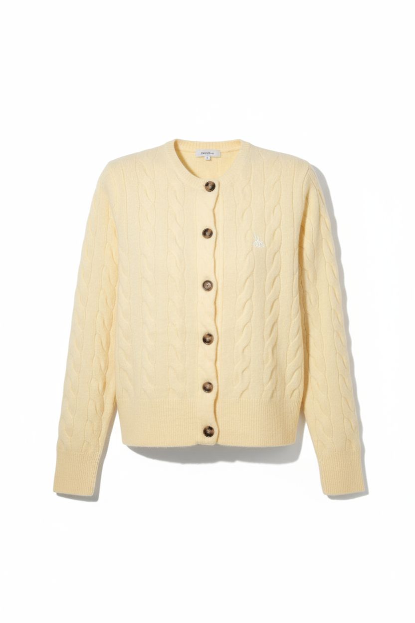 Butter Yellow Cable Knit Cardigan
