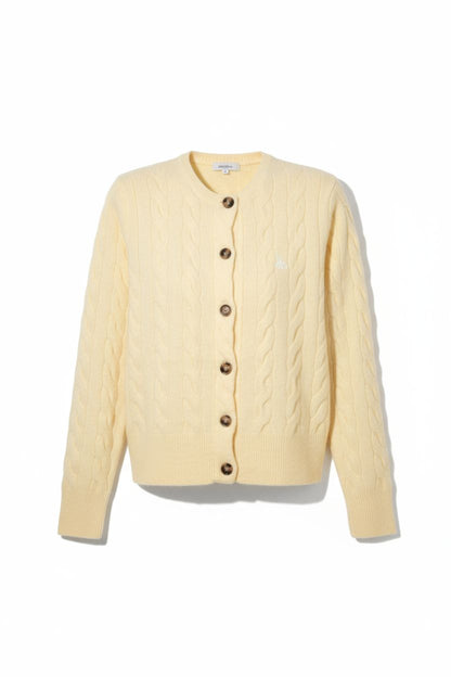 Butter Yellow Cable Knit Cardigan