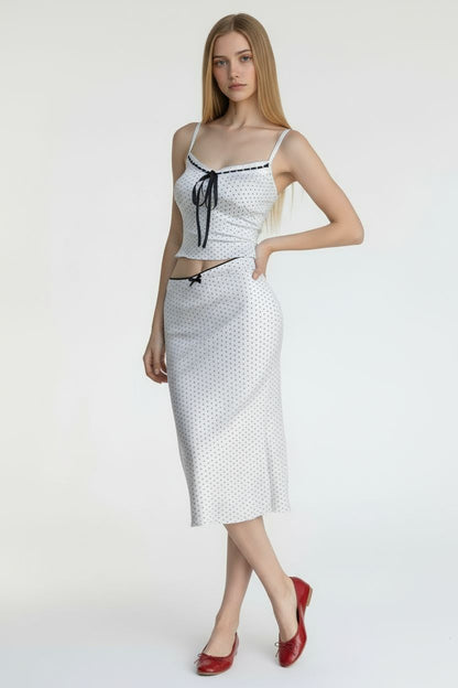 Polka Dot Bow-Tie Cami Bodycon Dress