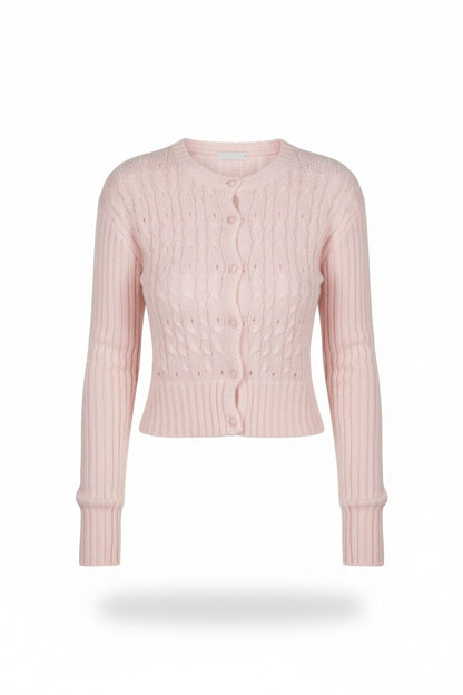 Pink Wool Knitted Cardigan