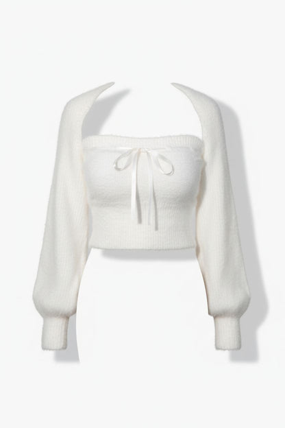 Bow-Tie Strap Knit Tube Top