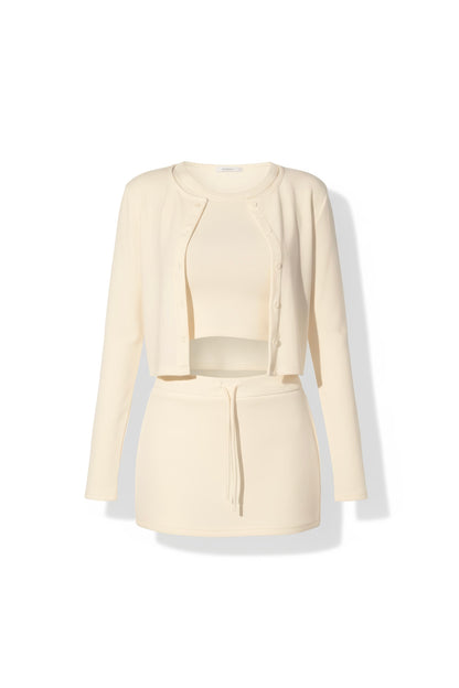 Soft Yellow Sporty Skirt Outfit (Three-piece)