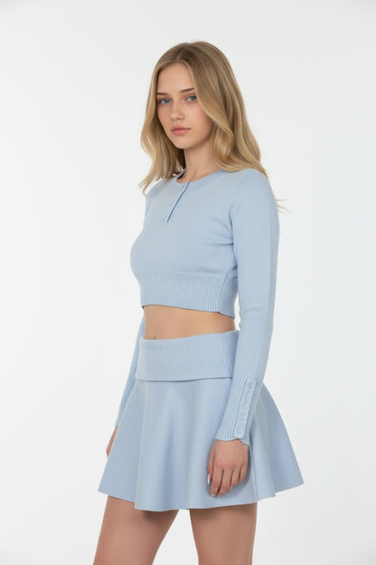 Baby Blue Top & Skirt Ensemble