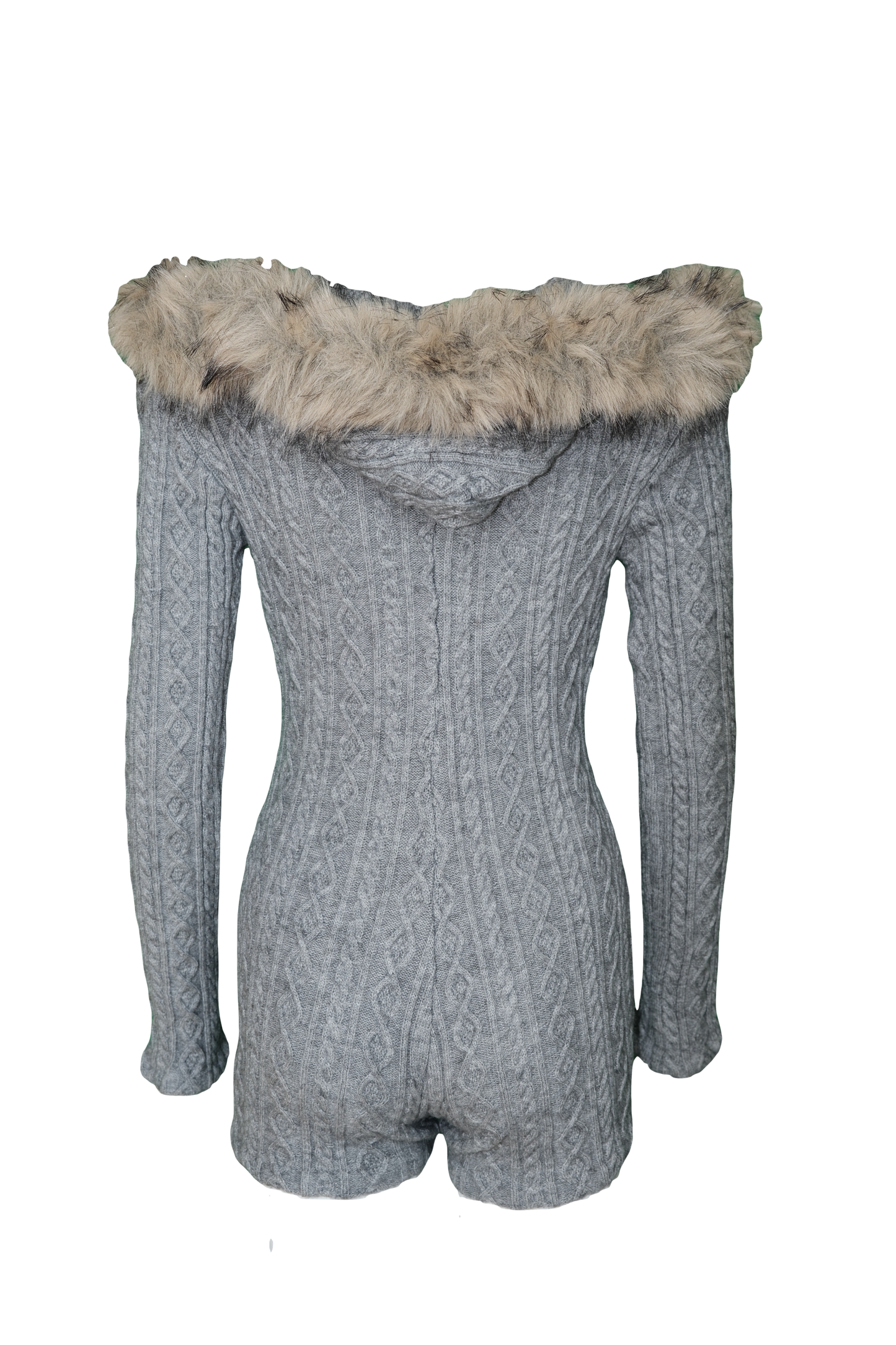 Cozy Hooded Cable Knit Jumpsuit