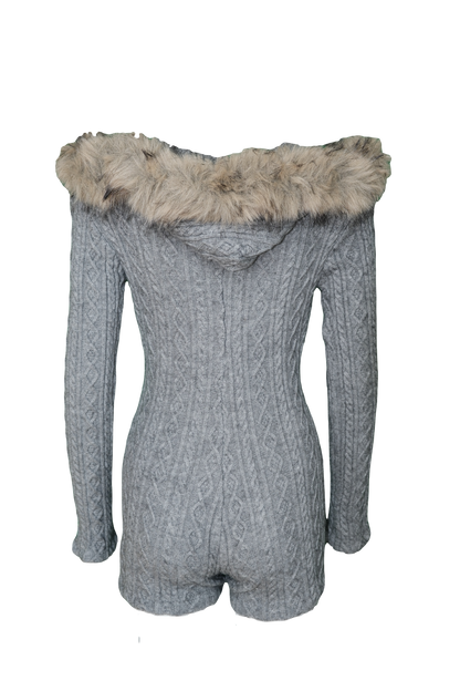 Cozy Hooded Cable Knit Jumpsuit
