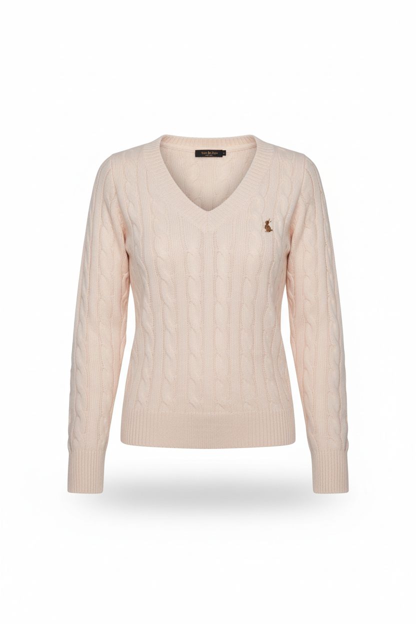 V-Neck Cable Knit Sweater