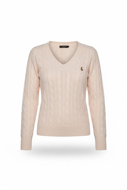 V-Neck Cable Knit Sweater