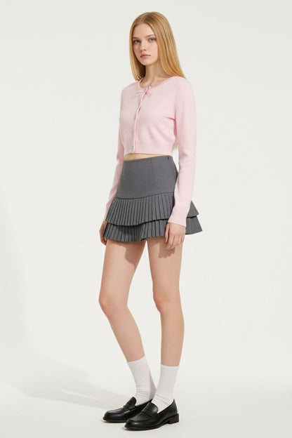 Cute Pink Bow Knit Cardigan