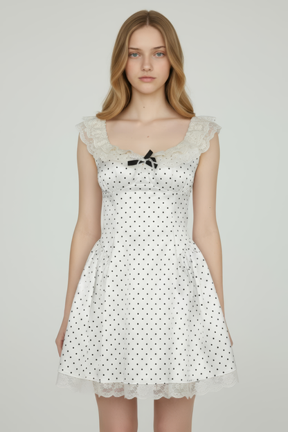 Polka Dot Satin-Slip Dress