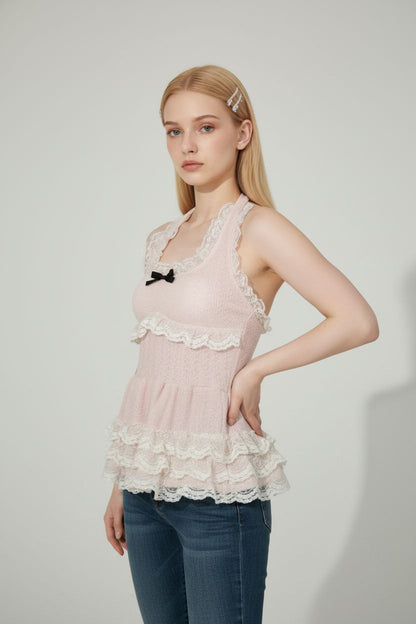 Pink Lace-Trim Camisole
