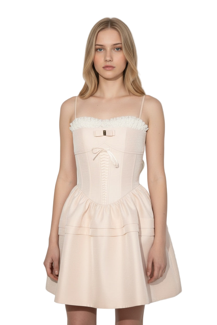 Sweet Bow-Accented Lace Slip Dress