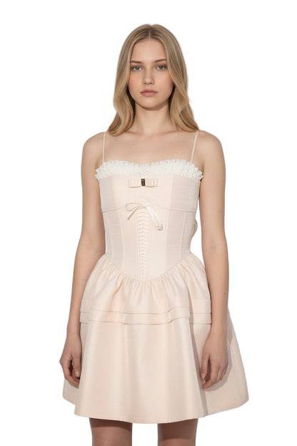 Sweet Bow-Accented Lace Slip Dress