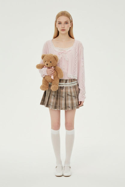 Lace Knit Two-Piece Set – Sweet Cardigan &amp; Inner Top