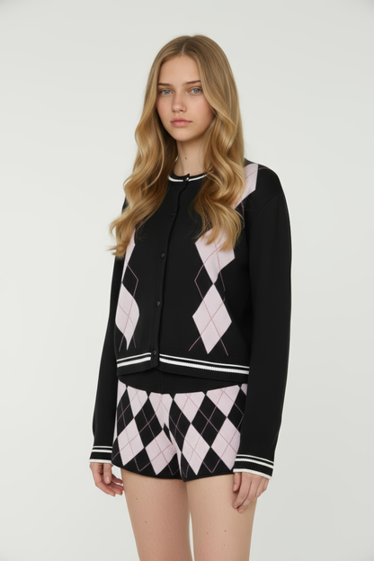 Tartan Print Sweater & Pants Suit