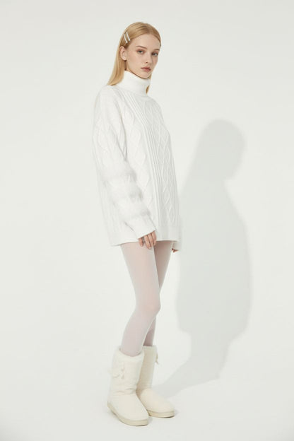 Loose Furry Patchwork Cable Knit Sweater