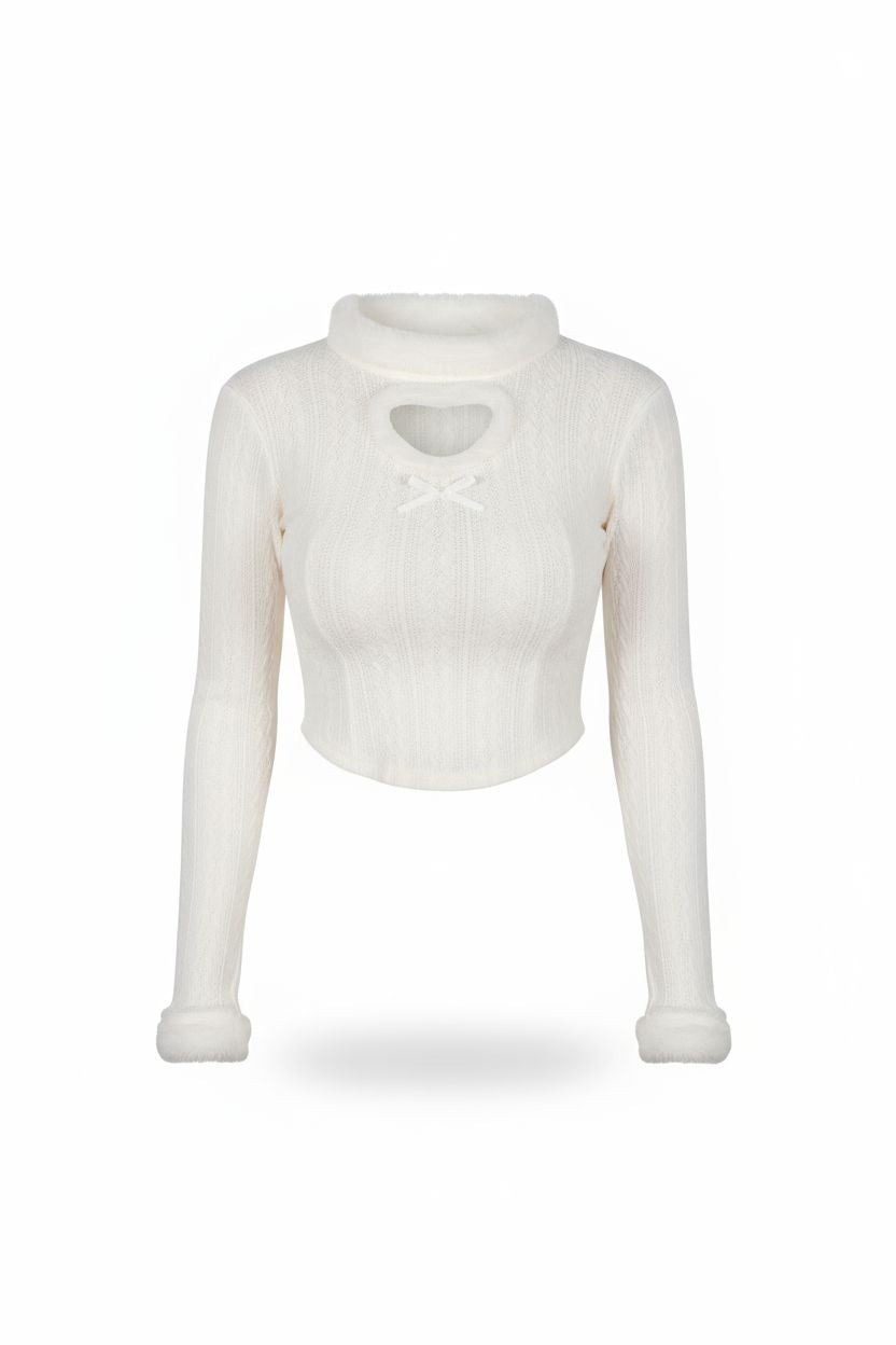 Heart Cutout Cable Knit Sweater