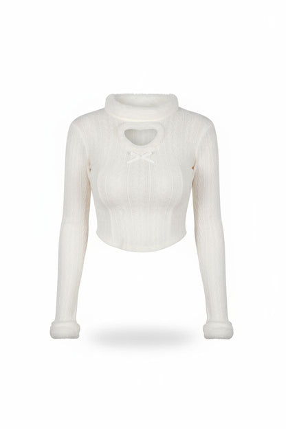 Heart Cutout Cable Knit Sweater