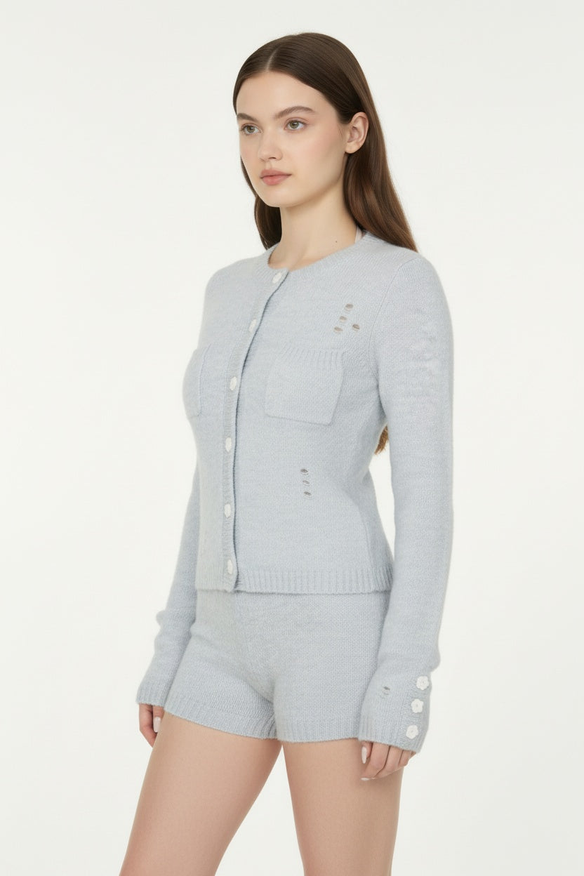 Cozy Wool Cardigan and Shorts Ensemble