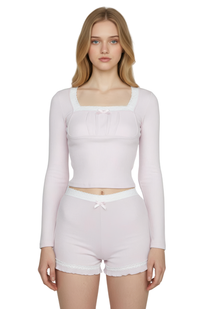 Lace Trimmed Two-Piece Loungewear