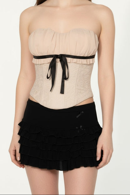 Black Bow Tiered Ruffle Skirt