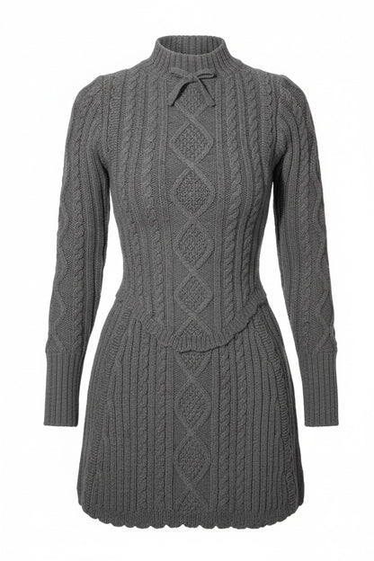 Mock Neck Knit Sweater & A-Line Skirt Set