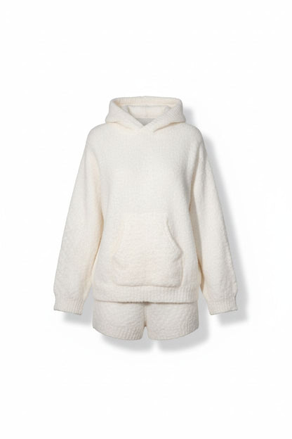 Soft Knit Hoodie and Shorts Two-Piece Set