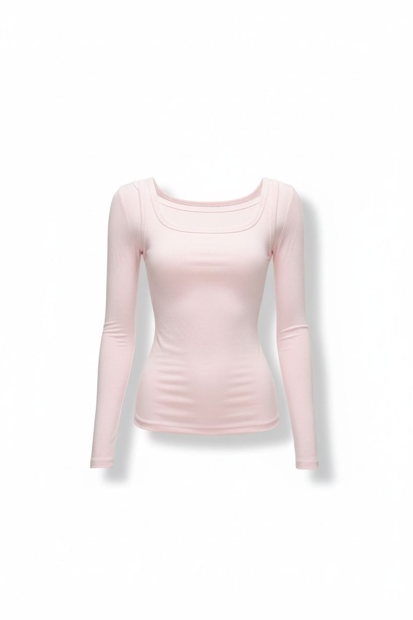Pink Designer Layered-Look Top