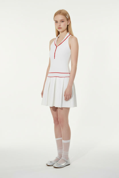 French-Style Sleeveless Pleated Dress