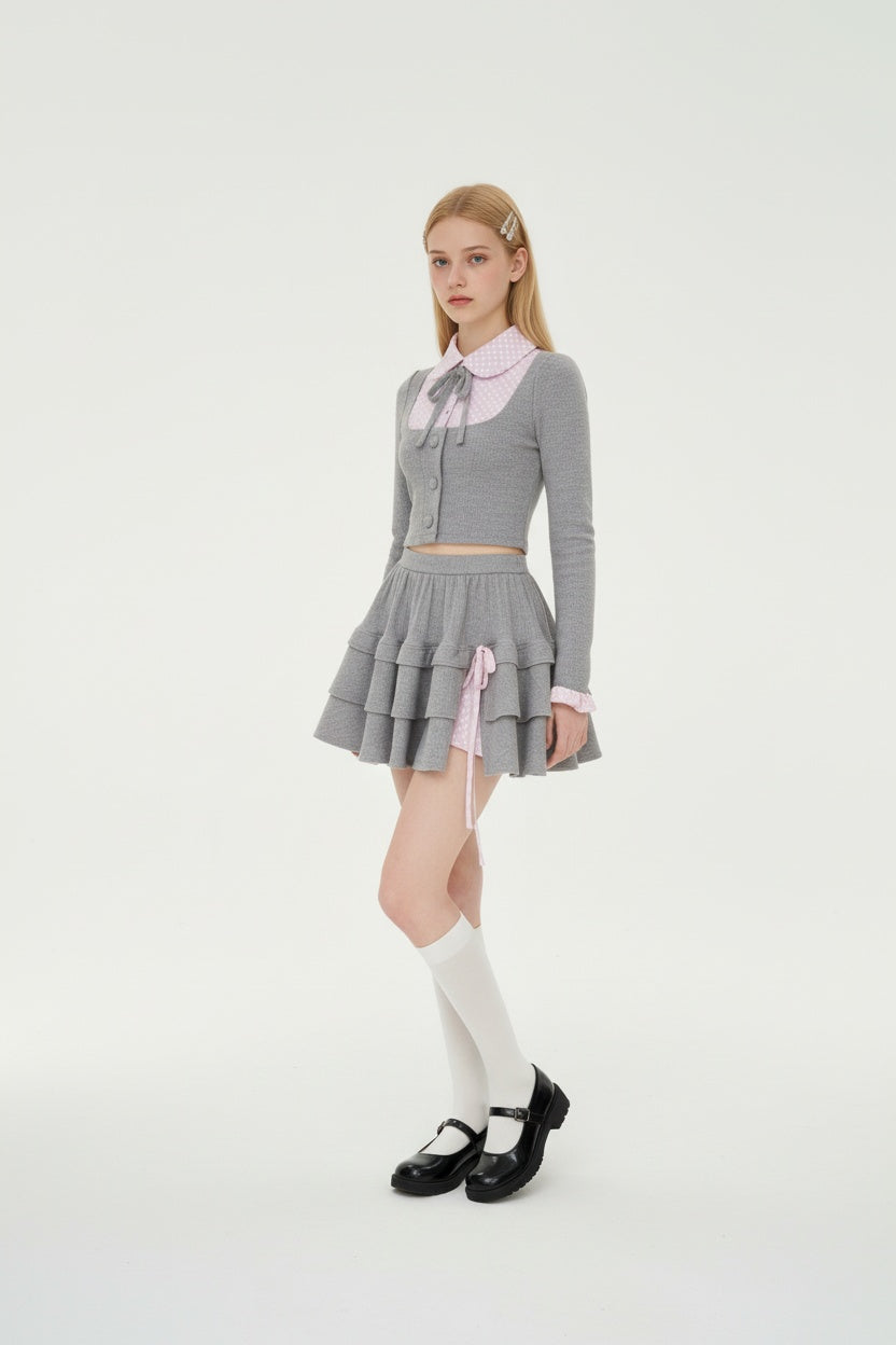 Melange Checkered Two-Piece in Dusty Grey