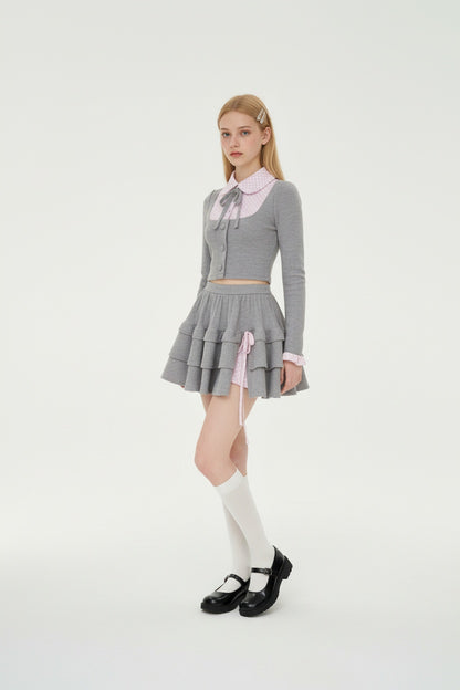 Melange Checkered Two-Piece in Dusty Grey