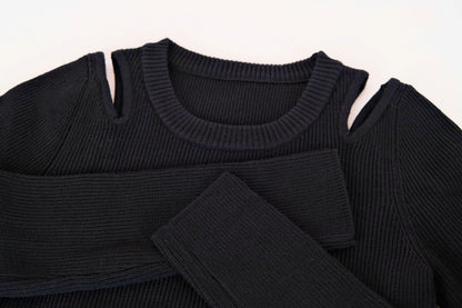 Elegant backless black knitted top