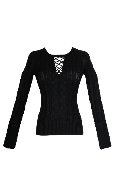 Black Chunky Knit Top