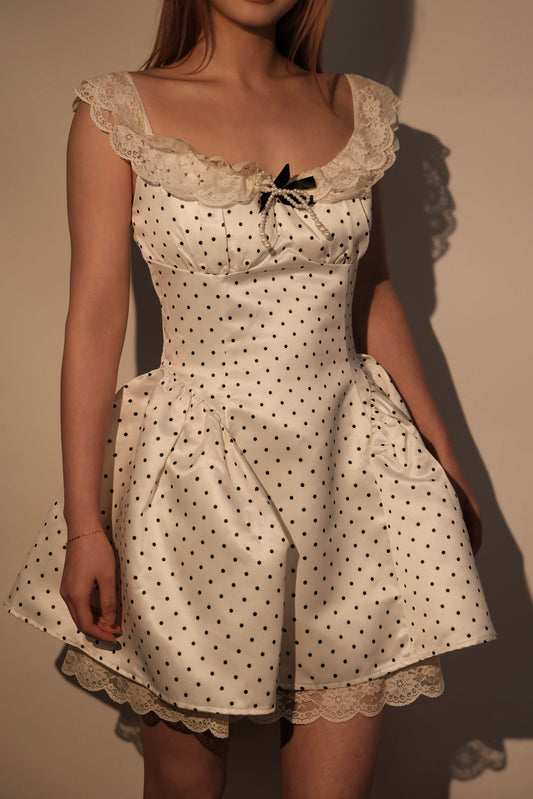 Polka Dot Satin-Slip Dress
