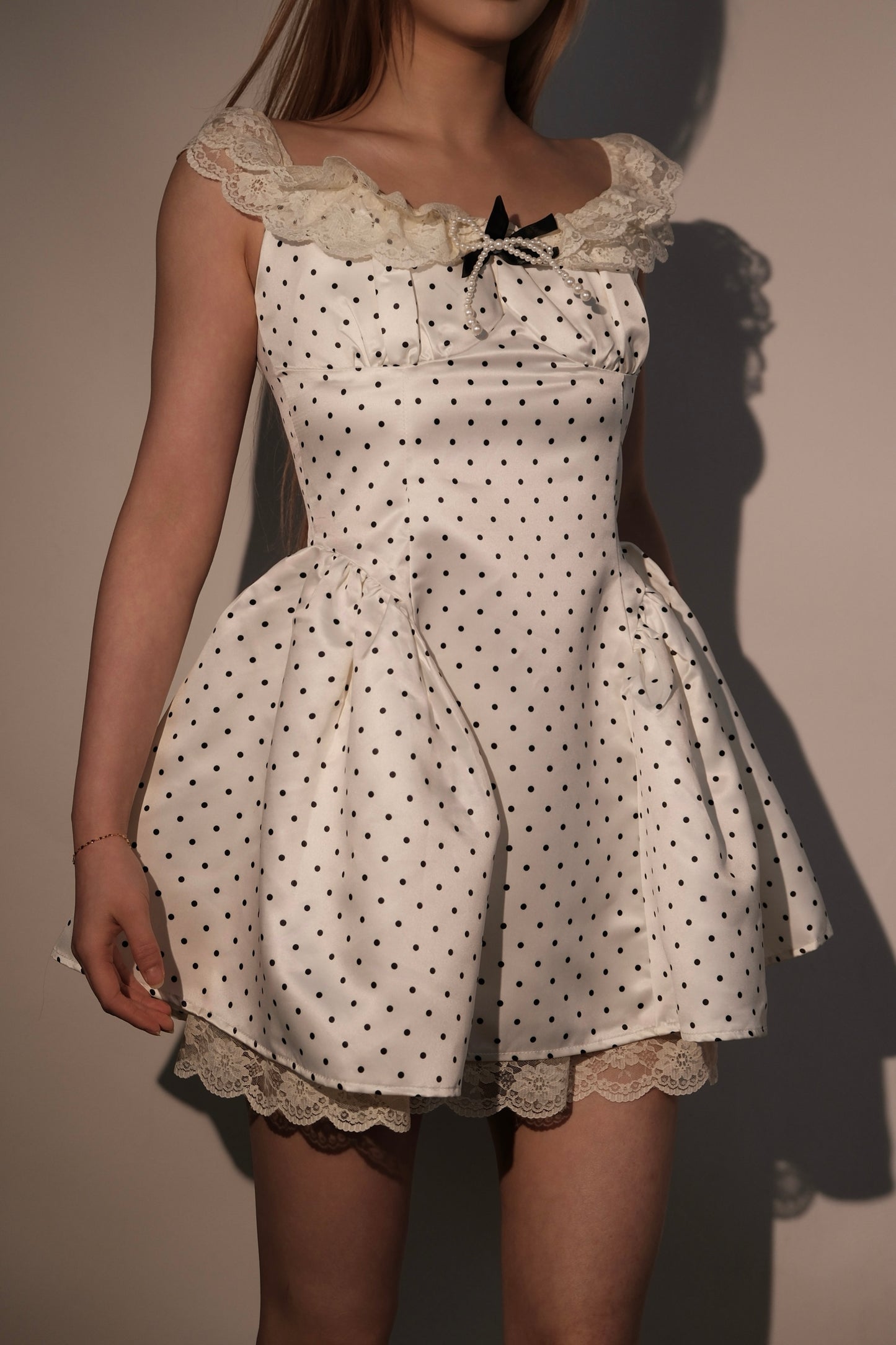 Polka Dot Satin-Slip Dress