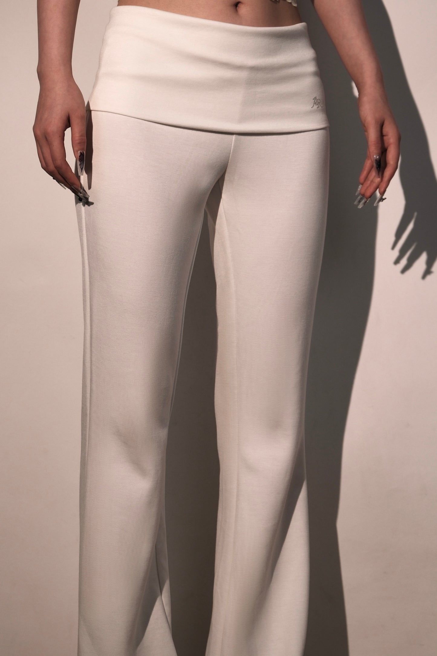 White Foldover Pant