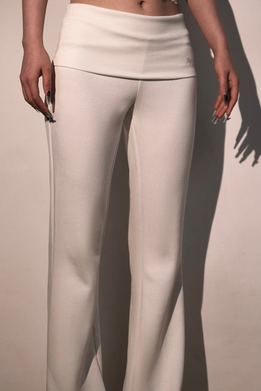 White Foldover Pant