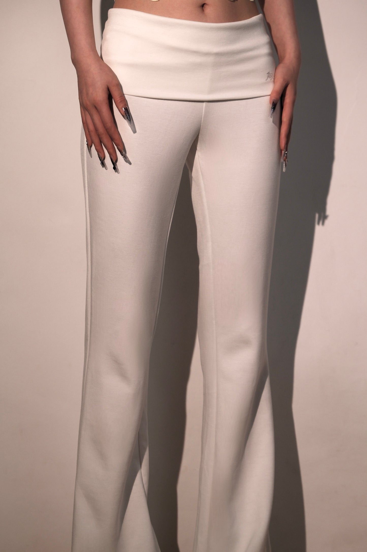 White Foldover Pant